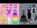 Paper Dolls Dress Up - Wedding Dresses for Rapunzel and Sadako Costumes - Barbie Story & Crafts