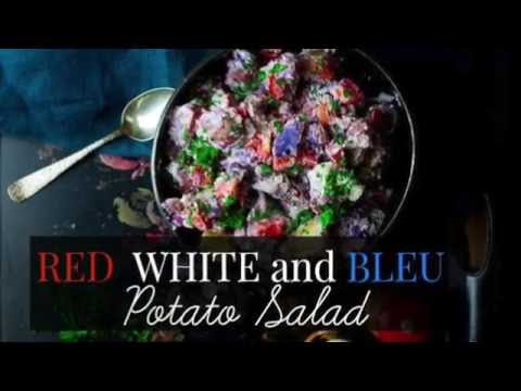 Red White and Bleu Potato Salad (with horseradish and bacon)