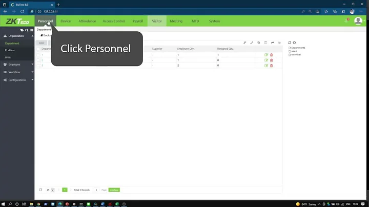 ZKTeco BioTime Tutorial – Department Setting