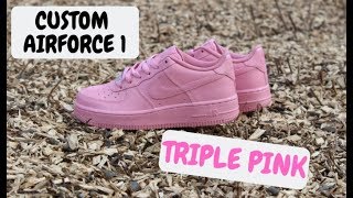 Custom Painted Nike Air force 1 Triple Pink (Start To Finish)