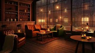 Rainy Cozy Café Ambience ☕🌧️ | Warm Candlelight, Soft Jazz & Relaxing Rain Sounds for Study & Sleep screenshot 3