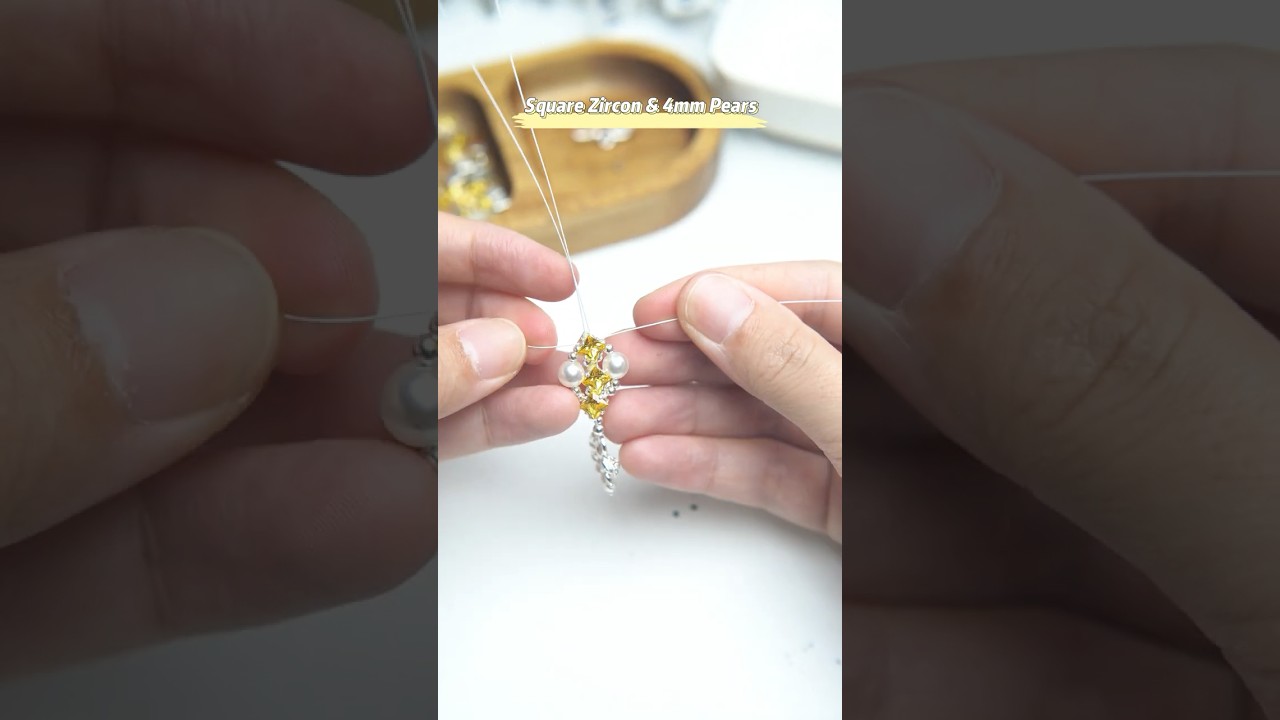 How to Make A Sparkle Bracelet with 5mm Square Zircon Beads & 4mm Pearls 