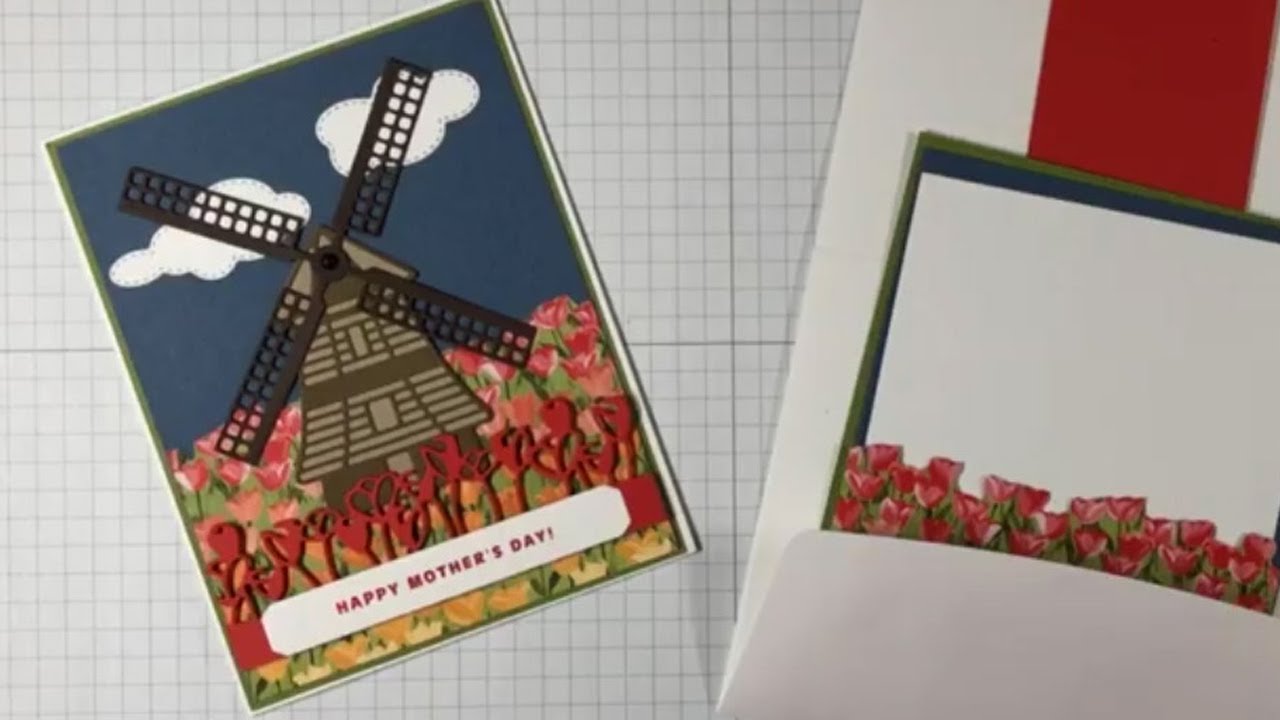 Stampin' Up! FLOWERING TULIPS Stamps Mother's Day Card With Tulip Fields Dies Class Kit Project 4
