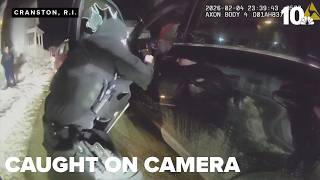 Bodycam, surveillance footage show chaotic moments of Cranston carjacking, arrest