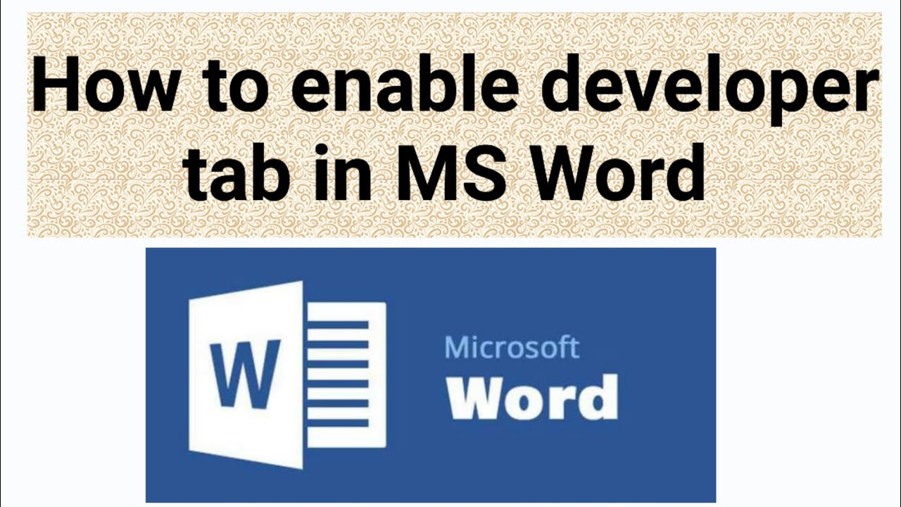 How to enable developer tab in MS word I How to enable developer option ...