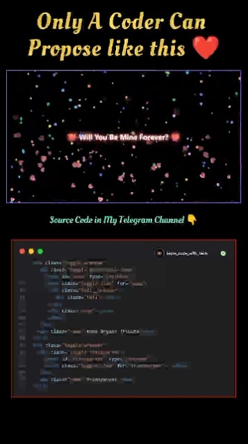 💌 Only a Coder Can Propose Using HTML & CSS #coding #shortsfeed#html#love#css#js#code#shorts#viral
