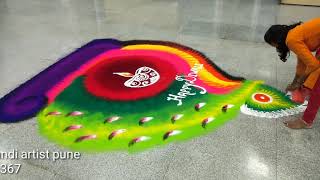 Time Lapse & fastest Rangoli creative Big Rangoli (रंगोली) artist Rajashri Bhagawat-junnarkar