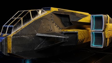 Blender, Substance painter - Game-ready Sci-Fi Futuristic Spaceship, low poly