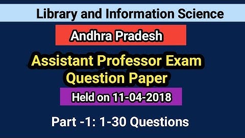 Assistant Professor Exam 2018 LIS Question Paper Part-1 I Library Science I Telugu I Seshu Creations