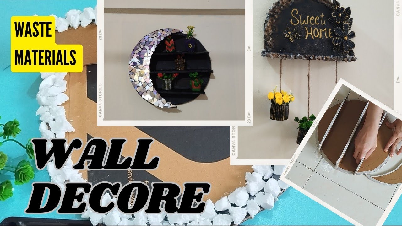 DIY plant Holder using Waste MaterialsWall shelf craft ideasCardboard