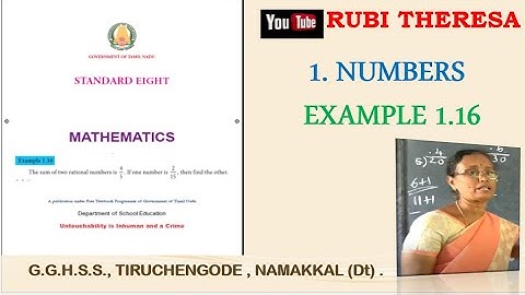 TN  Samacheer Kalvi | 8thMaths |  Example  1.16 |  NUMBERS  |  English Medium