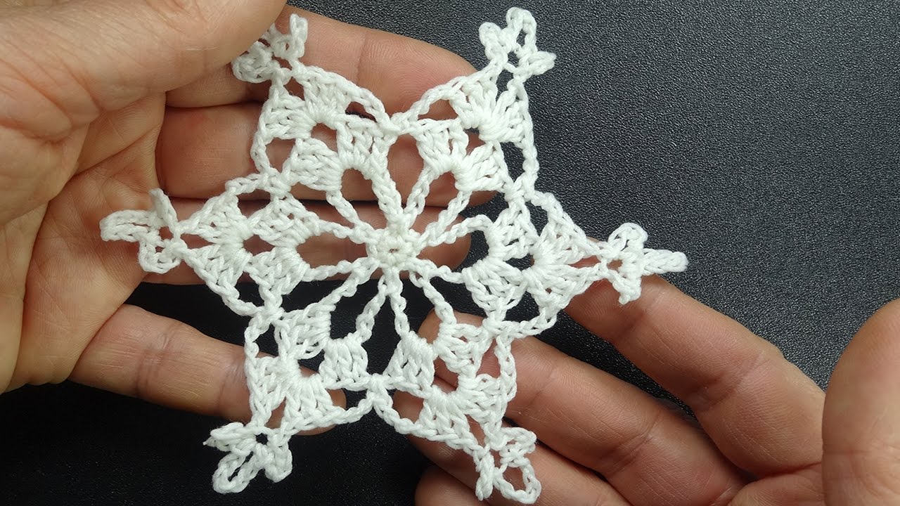 Как вязать снежинку крючком Crochet snowflace