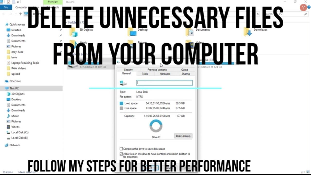 How to delete unnecessary files from your computer youtube