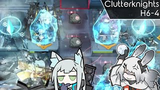 H6-4 | Freezing Over | Clutterknights
Clutterknights rules:
- Unit must summon an object (i.e. not Mudrock)
- The summon must take up a tile (i.e. not Saileach)
- The summon must not take up a deployment slot (i.e. not Kaltsit)
- Summoner supporters with the SUM-X module are still banned (i.e. no Scene + module)
- Summons can be either automatically or manually placed
- If the summon is tied to a skill (i.e. Beeswax S2), the unit has to use that skill specifically.
Team in this fight:
Nearl the Radiant Knight - EL2L90 / S3M3
Weedy - E2L90 / S3M3
Robin - E2L80 / S1M2
Silence - E2L80 / S2M2
Roberta - E2L70 / S1M3
Nightingale - E2L90 / S3M3
Skalter - E2L90 / S3M3
Shamare - E2L80 / S2M3
Beeswax - E2L80 / S2M3
Rosmontis - E2L90 / S3M3
W / E2L90 / S2M3
Nearl the Radiant Knight - E2L90 / S3M3
Beanstalk - E2L70 / S1M3
Dusk - E2L90 / S3M3 (borrowed)
This is up there with NL-EX-8 CM for hardest stages on this squad. The very fast start meant that I was always playing catch up. The staggered setup with Roberta and Weedy here is the best way to deal with fast starts, assuming the waves can line up. Weedys S3 being an AOE concentrated on where it hits, not where she launches it from, is what makes the opener function.
Theres no great way to manage freeze here (though thats hardly limited to this team). Being able to use a third of the squads skills while frozen, and another third allowing for benefits when they are frozen during the uptime, does help a lot though.
Funny enough, Frostnovas tile ban skill didnt end up being an issue for clutter placement. She just killed the ops with it before it could even matter.
But really, in the end, Weedy 2 stronk H6-4 | Freezing Over | Clutterknights