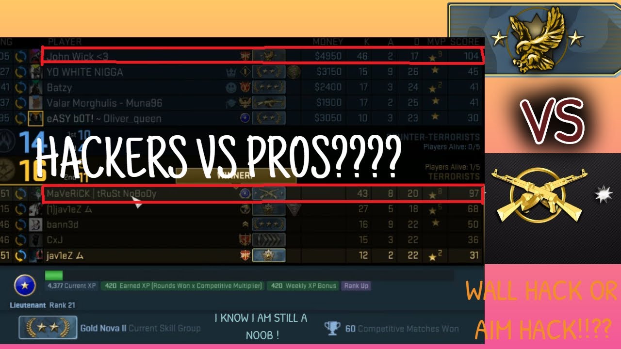 CS GO Gold nova 2 player playing with Legendary eagle player!! Hackers ...