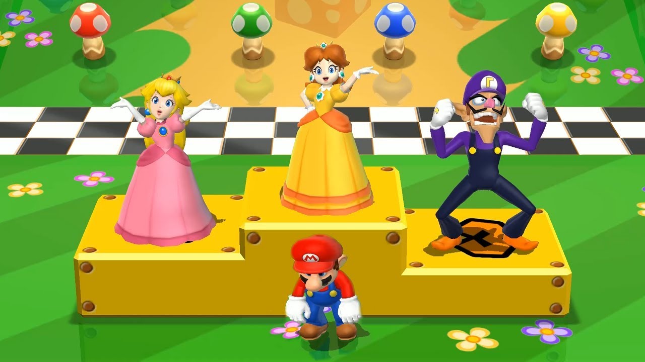 Mario Party 9 Garden Battle - Daisy vs Mario vs Peach vs Waluigi| Cartoons Mee