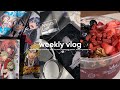 Weekly vlog japanese manga unboxing acai fruit bowl organizing shelves watching anime etc