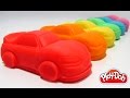 Учим цвета на английском языке с Play-Doh радужными машинами и формочками.