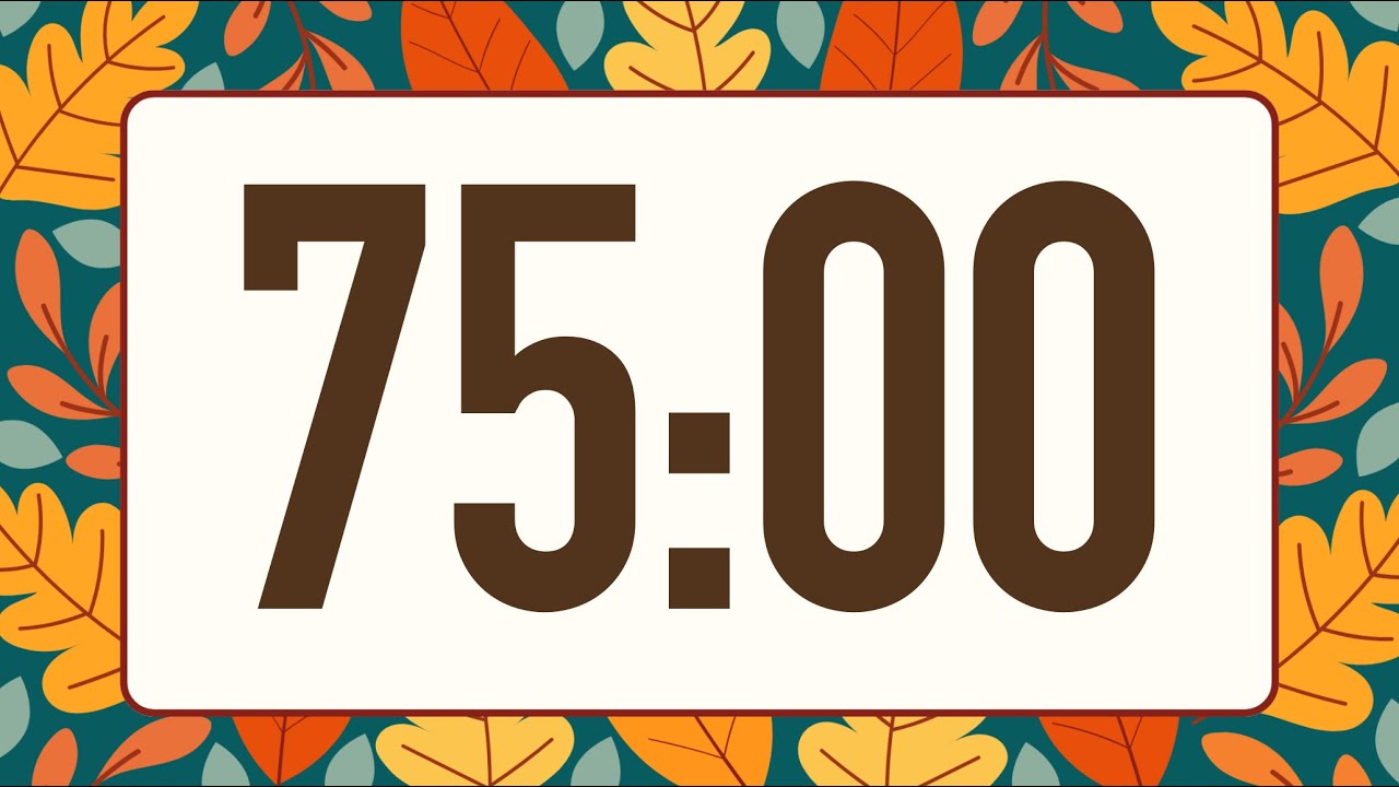 75 Minute Fun Fall Leaves Timer (Warm Harp Alarm at End, No Music)