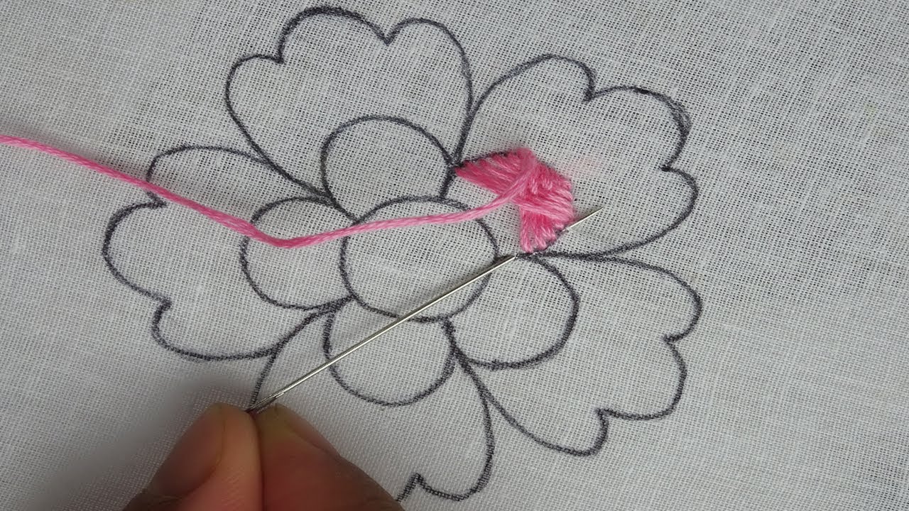 Hand embroidery :easy modern flower tutorial | fantasy flower stitch