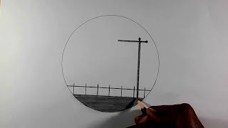 Circle drawing - easy circle drawing - easy drawings - scenery in circle