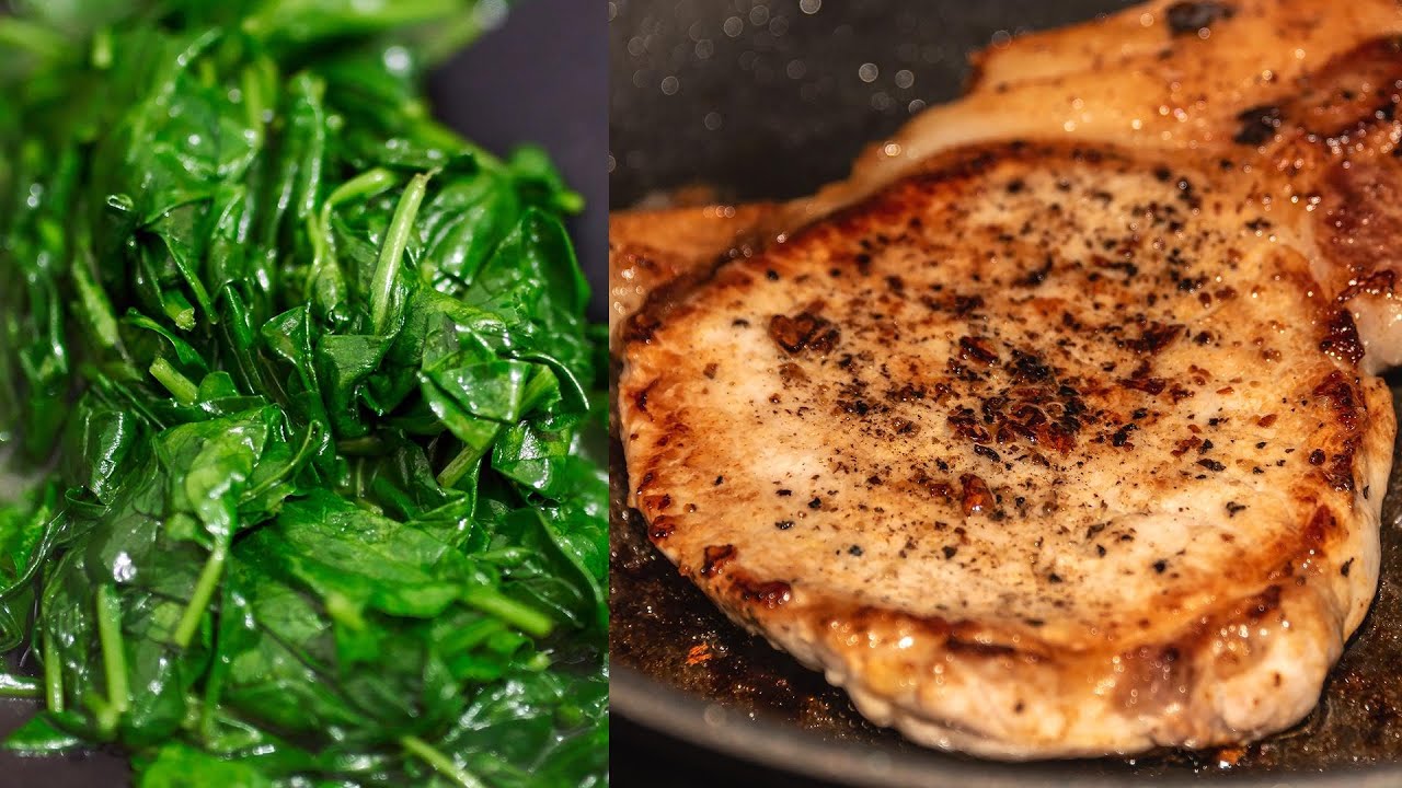 How To Make Pork Chops With Wilted Spinach | 2-Ingredient Meal | Chef Marc Murphy | Rachael Ray Show