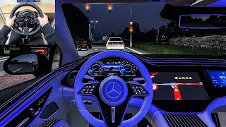 2022 Mercedes Benz EQS 580 4MATIC - Euro Truck Simulator 2 | Night Drive [Steering Wheel Gameplay] screenshot 4
