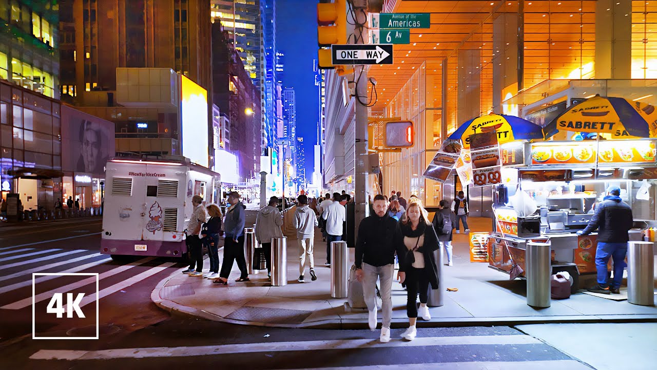 New York, Amerika Serikat | Midtown Manhattan | Jelajah Kota Malam 4K