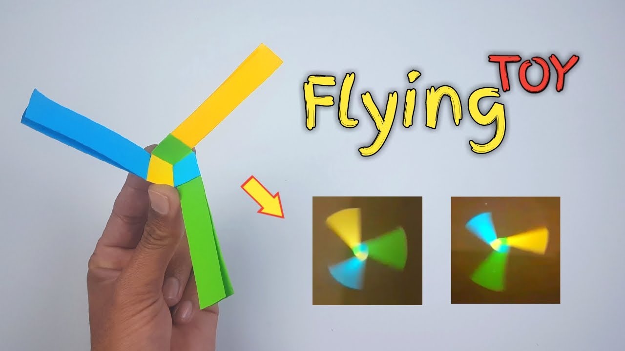 paper flying toy helicopter making | paper helicopter | paper rotating ...
