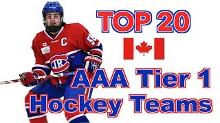 Top 20 AAA Tier 1 Hockey Teams - Canada