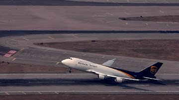 Impressive Take off UPS 747 at Hong Kong Airport with Air Traffic Control ATC