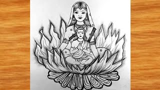 शभ हलक दहन क चतर कस बनय Holika Dahan Drawing Holi Special Drawing With Pencil Easy