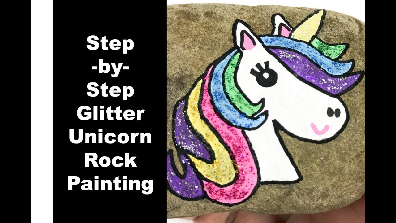 Watch how to paint an easy unicorn rock - Rock Painting 101