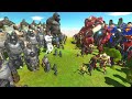 SUPERHEROES MONKEY WAR SUPERHEROES TEAM Vs MONKEY TEAM Animal Revolt Battle Simulator