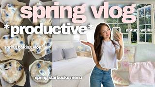 spring day in my life 🌷 *baking muffins, trying starbucks spring menu, nature walks, spring reset*