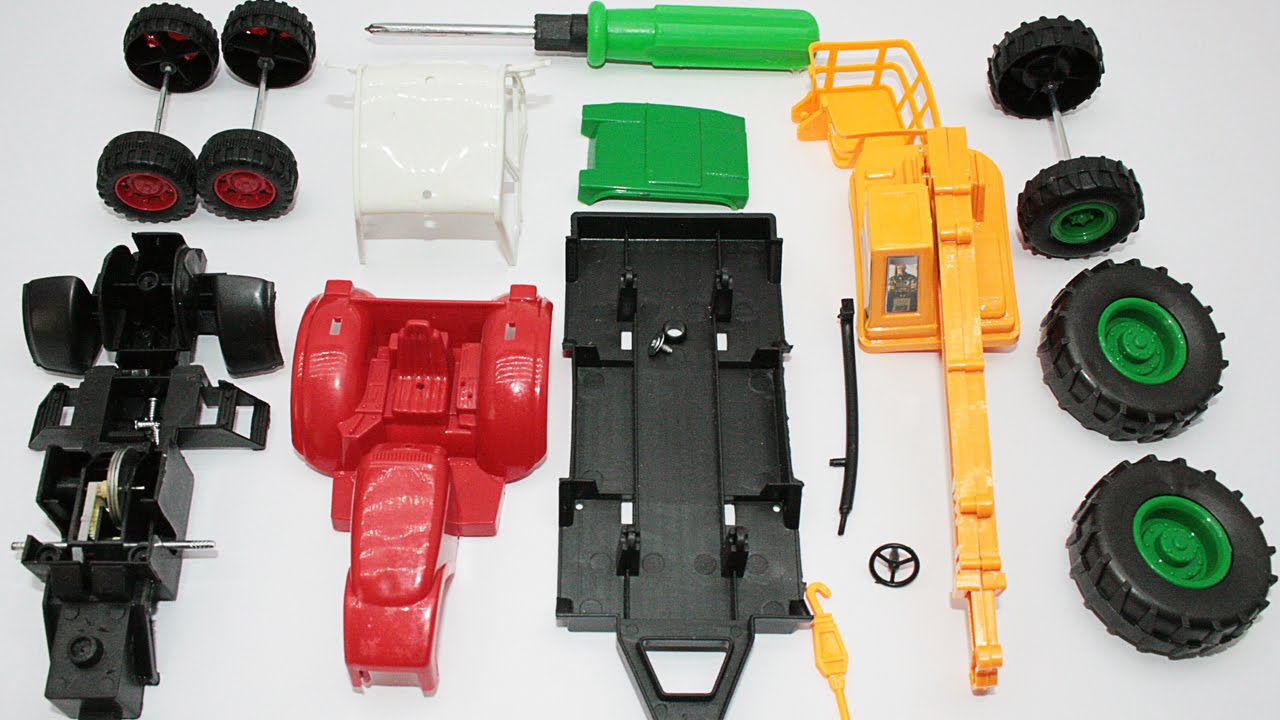 Автосервис cобираем машинку Трактор Car toy videos for kids YouTube