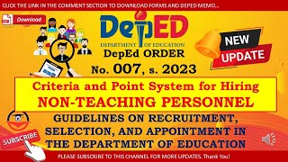 New DepEd Hiring Guidelines for NonTeaching Positions | DepEd Order 7 s. 2023