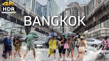 4K HDR | Extreme Flooding in Bangkok | Heavy Rain and Thunderstorm Hits Thailand 2025