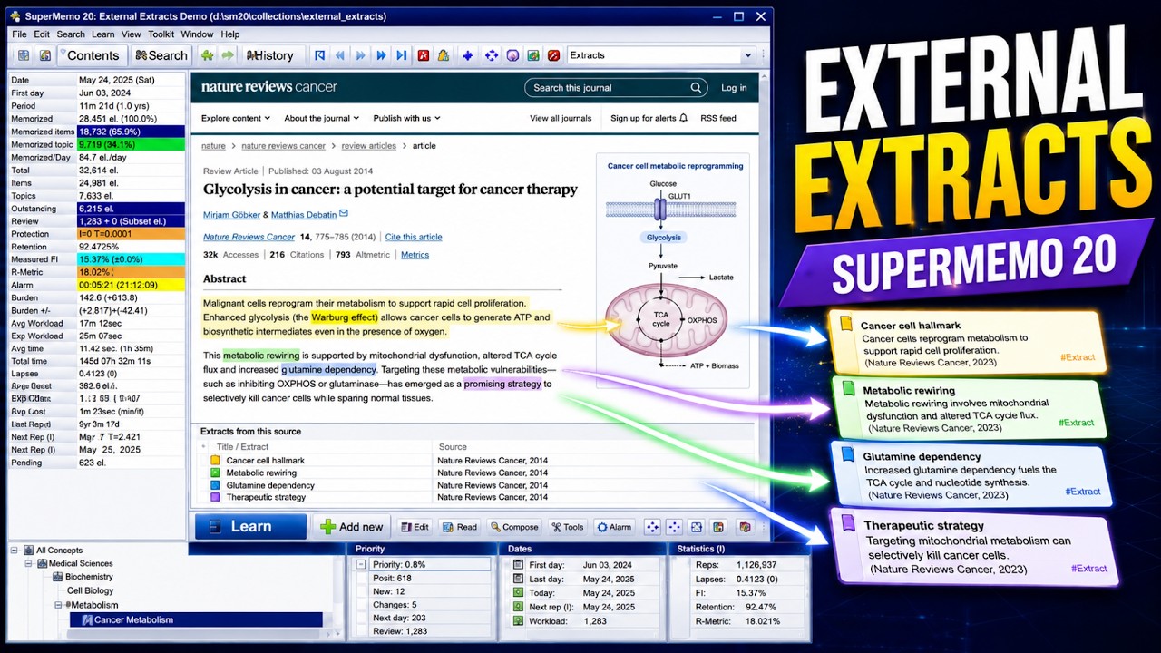 External Extracts in SuperMemo 20 (Extracting without importing) - YouTube