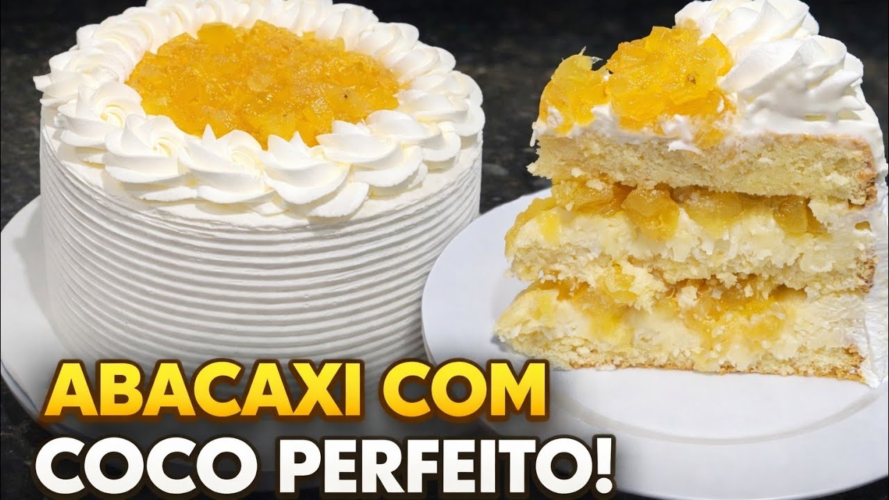 BOLO DE ABACAXI COM COCO SUPER MOLHADINHO 🍍🥥 (derrete na boca)