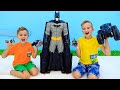 Vlad and Niki save Batcave and play with Batmobile RC - Toy story for children