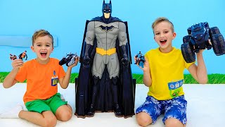 vlad and niki save batcave and play with batmobile rc toy story for children