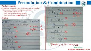 PERMUTATIONS AND COMBINATIONS: Solution to Lesson 7 assignment