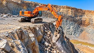 Extreme Excavator Digging on Steep Cliff | Powerful Machine & Risky Operator Action 🚜🔥⚠️