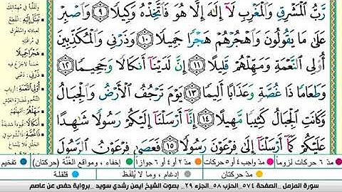 سورة المزمل مكتوبة برواية حفص عن عاصم الشيخ أيمن سويد
