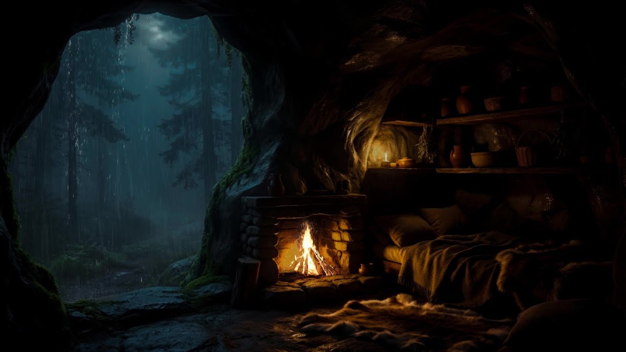 Cozy Cave in Heavy Rain 🌧️ Relaxing Rain ASMR for Deep Sleep (No Music)