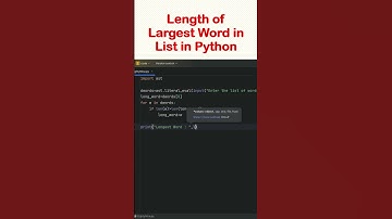 Length of Largest Word in List in Python #python #coding #youtubeshorts #youtube #shorts #shortvideo