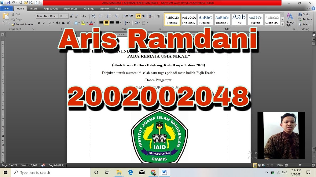 TUGAS PENELITIAN FIQIH | ARIS RAMDANI | AS 1 B - YouTube