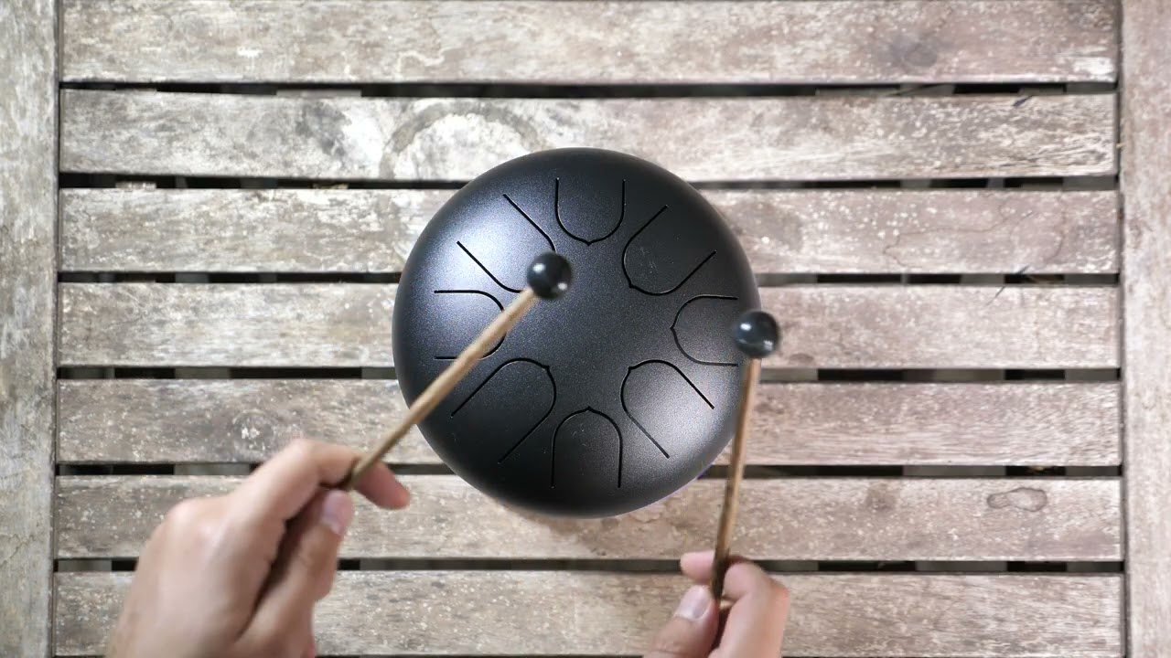 Free clip: Handpan Drum Being Played – Top View, audio included