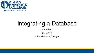 [CBIS 112] Integrating Databases